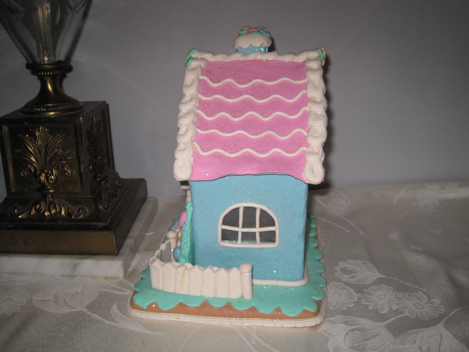 Cupcakes & Cashmere SUGARED Pastel Easter light up Gingerbread House Bunny