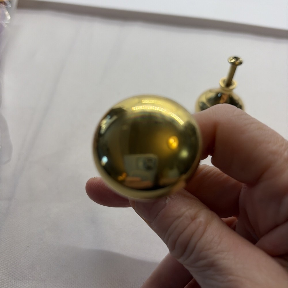 4 Brass Round Drawer Pulls 1.25” VTG (11)