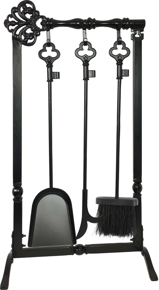 Dagan Four Piece Fireplace Tool Set, Black
