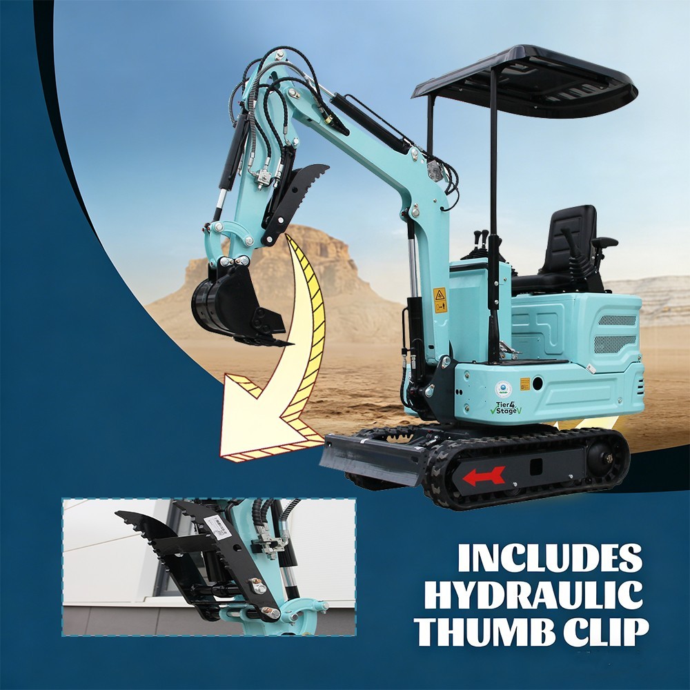 Mini Excavator 1.4Ton Track Digger KUBOTA Engine with 6 Attachment Pilot System