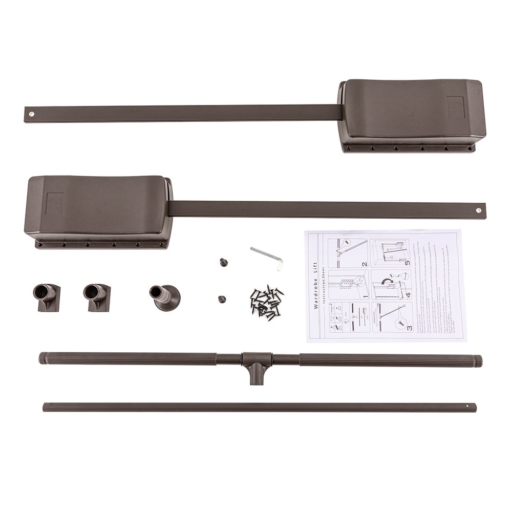 55Lbs Pull Down Clothes Hanger Garment Rack Closet-Mounted Adjustable Length