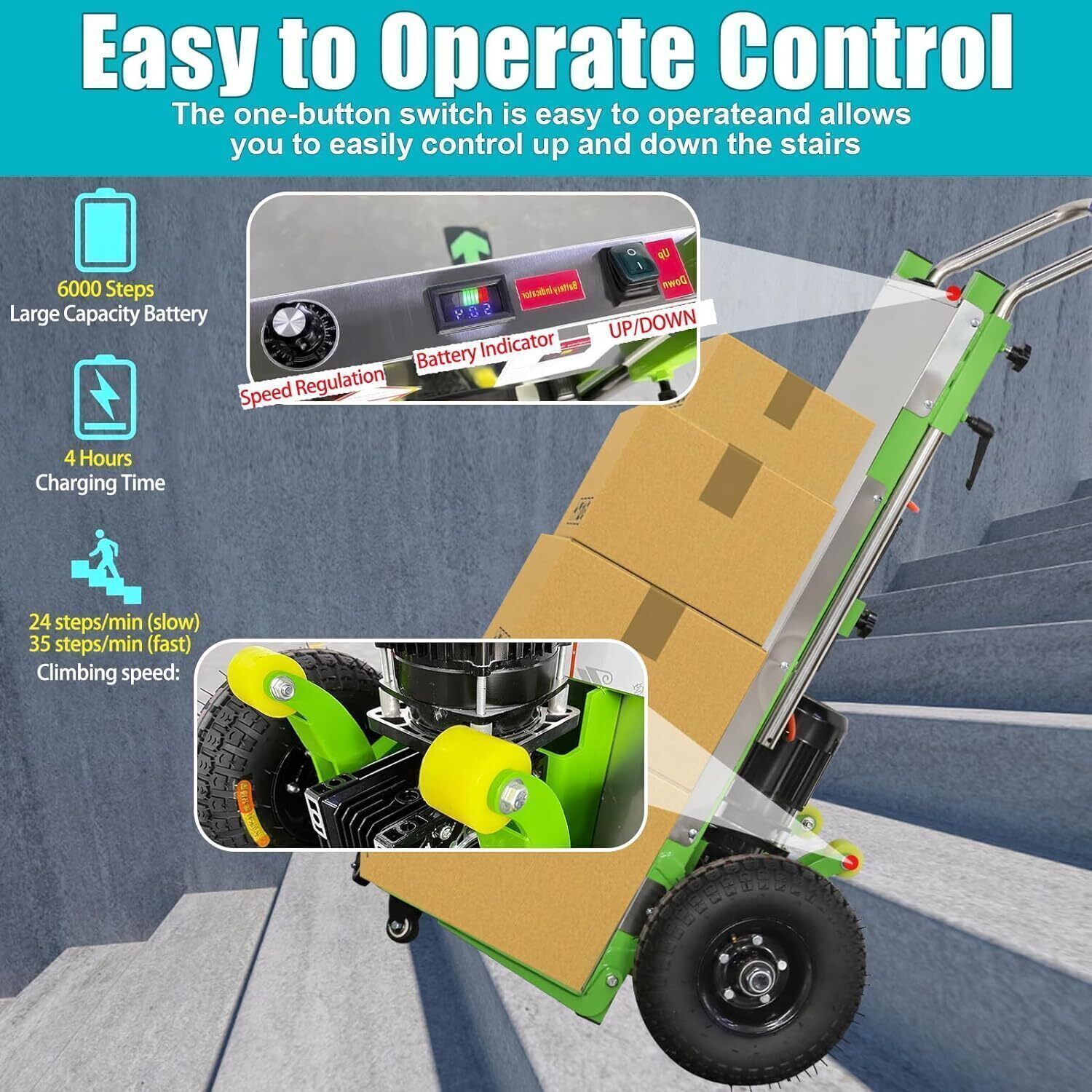 Electric Stair Climbing Hand Trucks Dolly Cart for Moving 880lb Max Capacity US