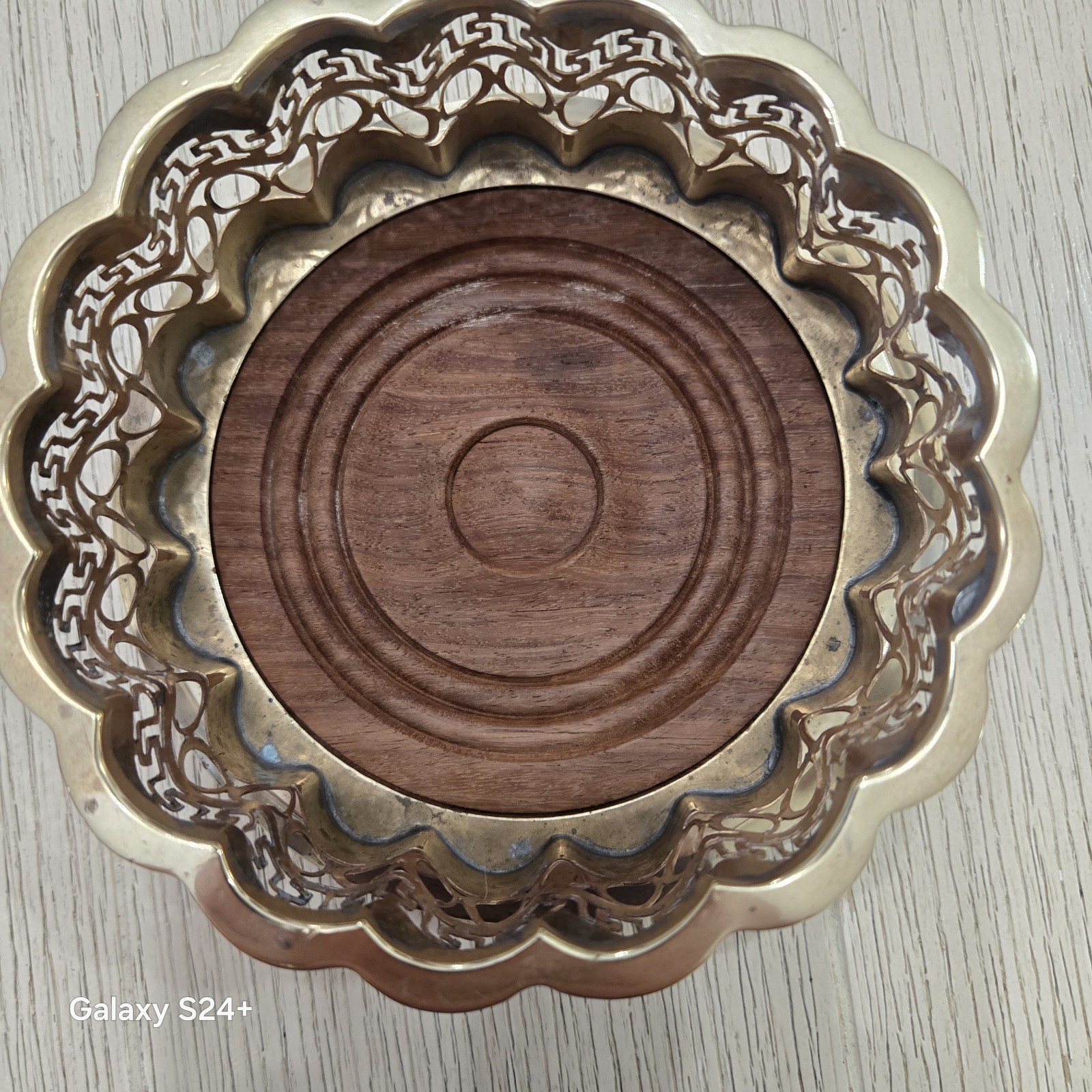 Vintage Mottahedah Rosewood and Brass Wine Bottle Holder Natchez Foundation