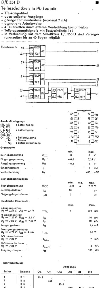 1X E351D BETA Divider IC I2L Logic DIP-14