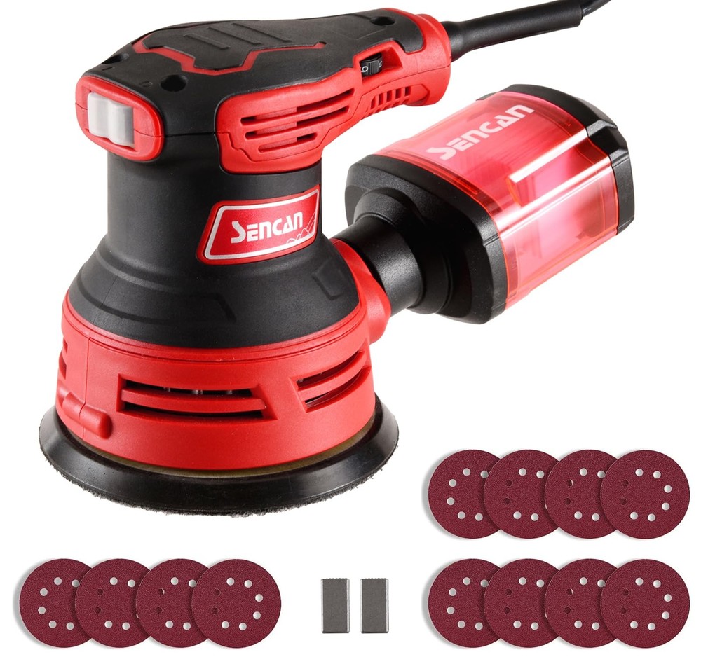 5" Electric Random Orbital Sander, 2.5 Amp Power Variable Speed Palm Sander w...