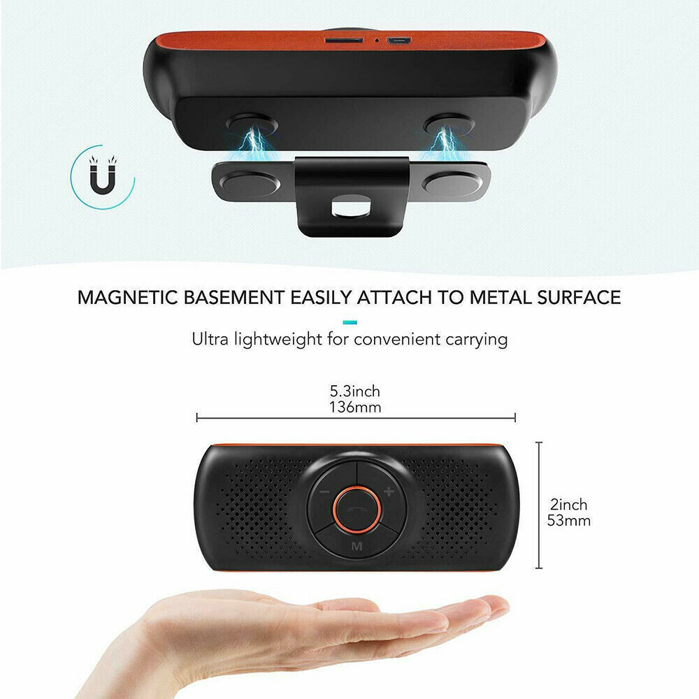 Wireless Bluetooth Car Speaker Phone Hands-free MP3 Kit Sun Visor Clip Drive