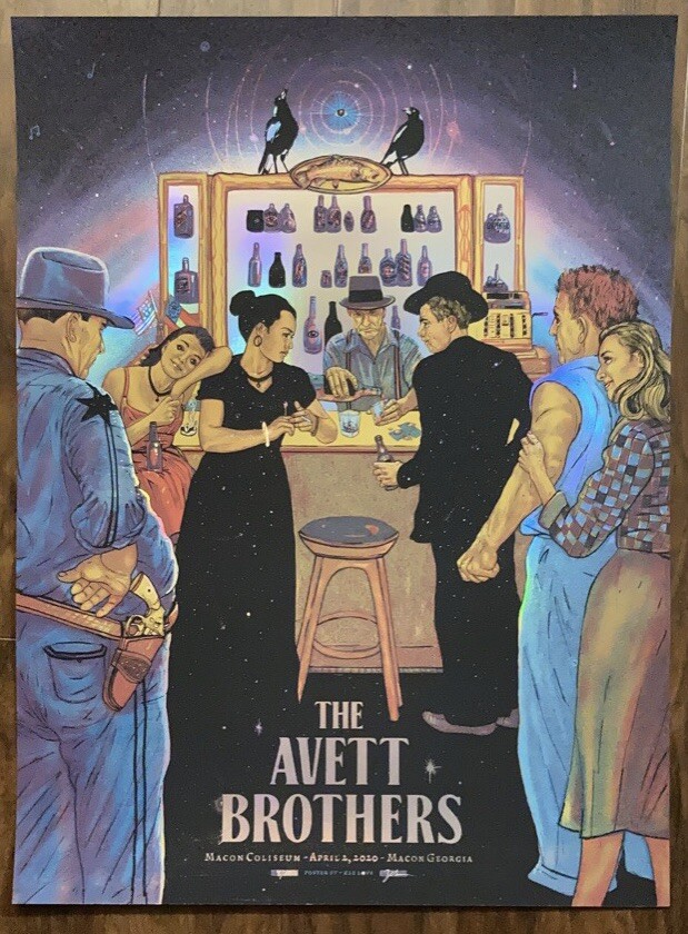 The Avett Brothers 2020 Macon GA Zeb Love Foil Official Concert Poster AP X/10