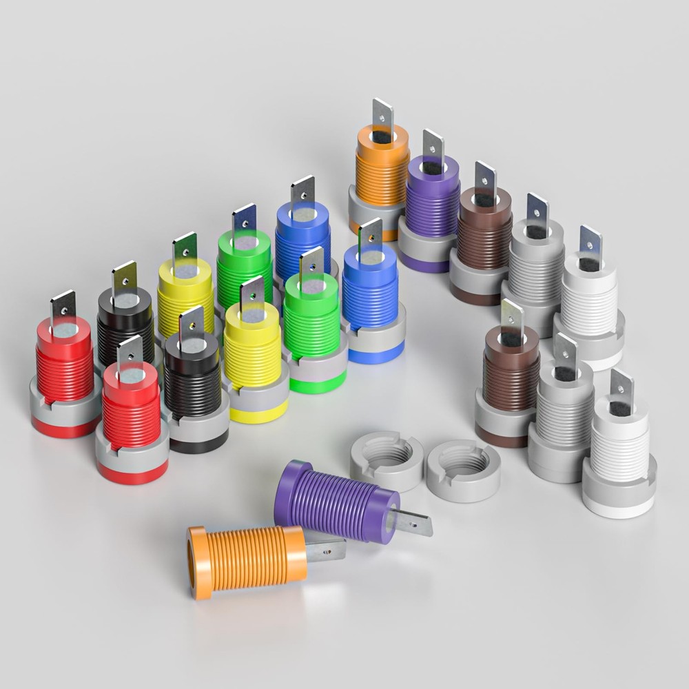 20PCS 4mm Banana Female Jack Panel Mount Socket Binding Post Adapters Ten Col...