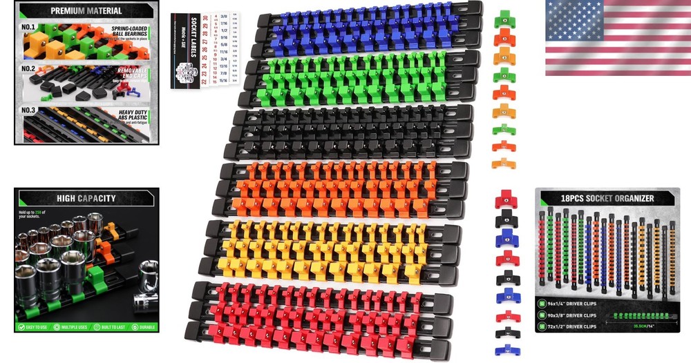 SWANLAKE 18-Piece Socket Organizer Set - Mixed Colors