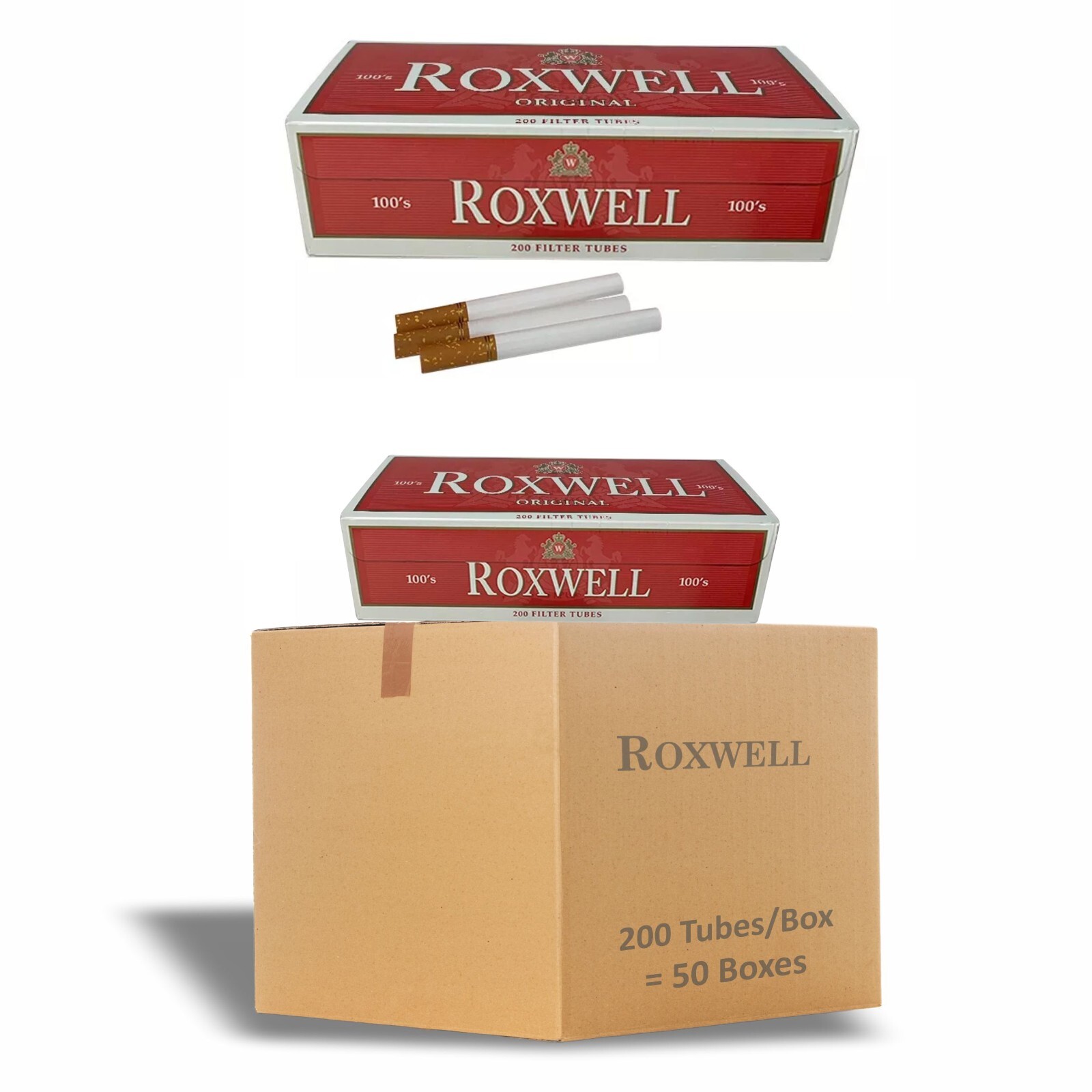 10000 Cigarette Filter Tubes 100s Size Red Original Pre Rolled Tubes by Roxwell