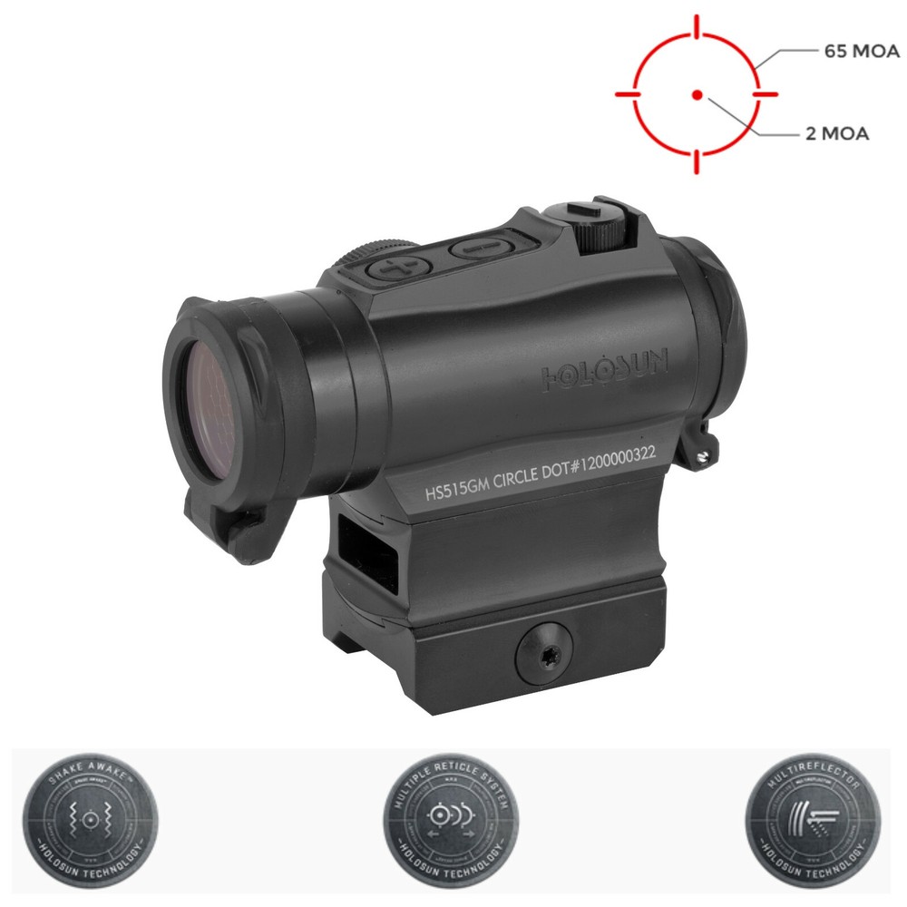 Holosun HS515GM Micro Optical Red Dot Sight 65MOA 1MOA Killflash QD Mount 1/3