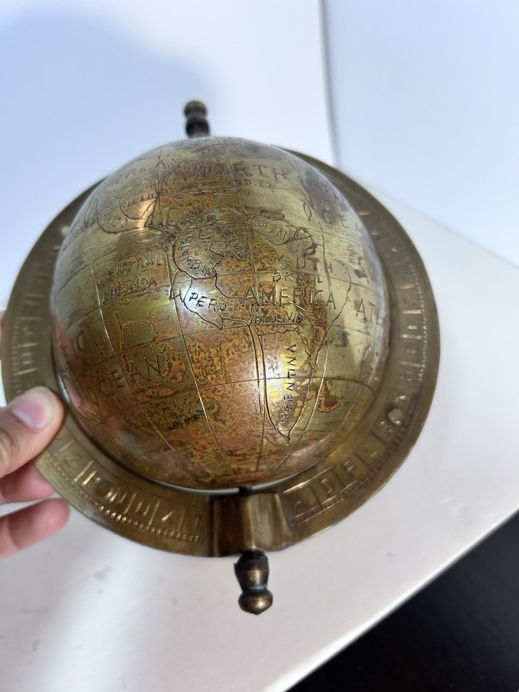 Globe With World Map Full Solid Brass Victorian Era Handmade Rare Globe