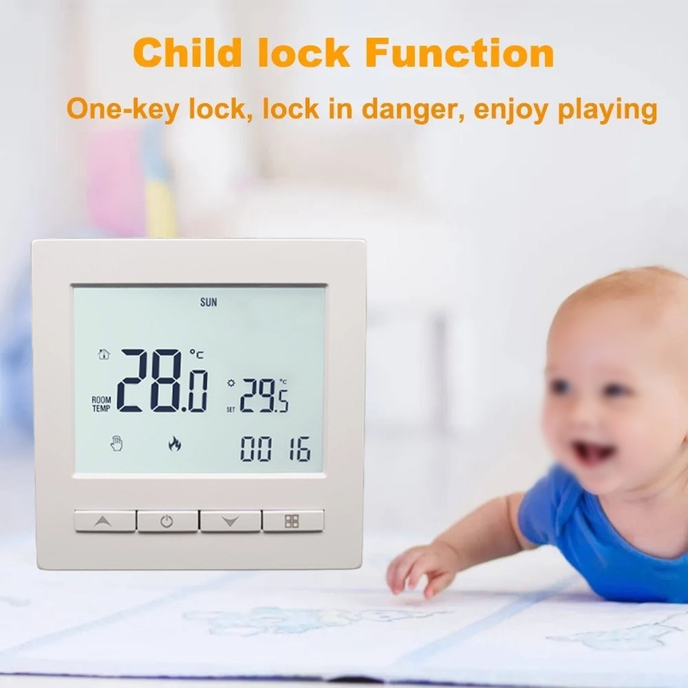 Programmable LCD Thermostat for Room and Floor Heating Temperature Control