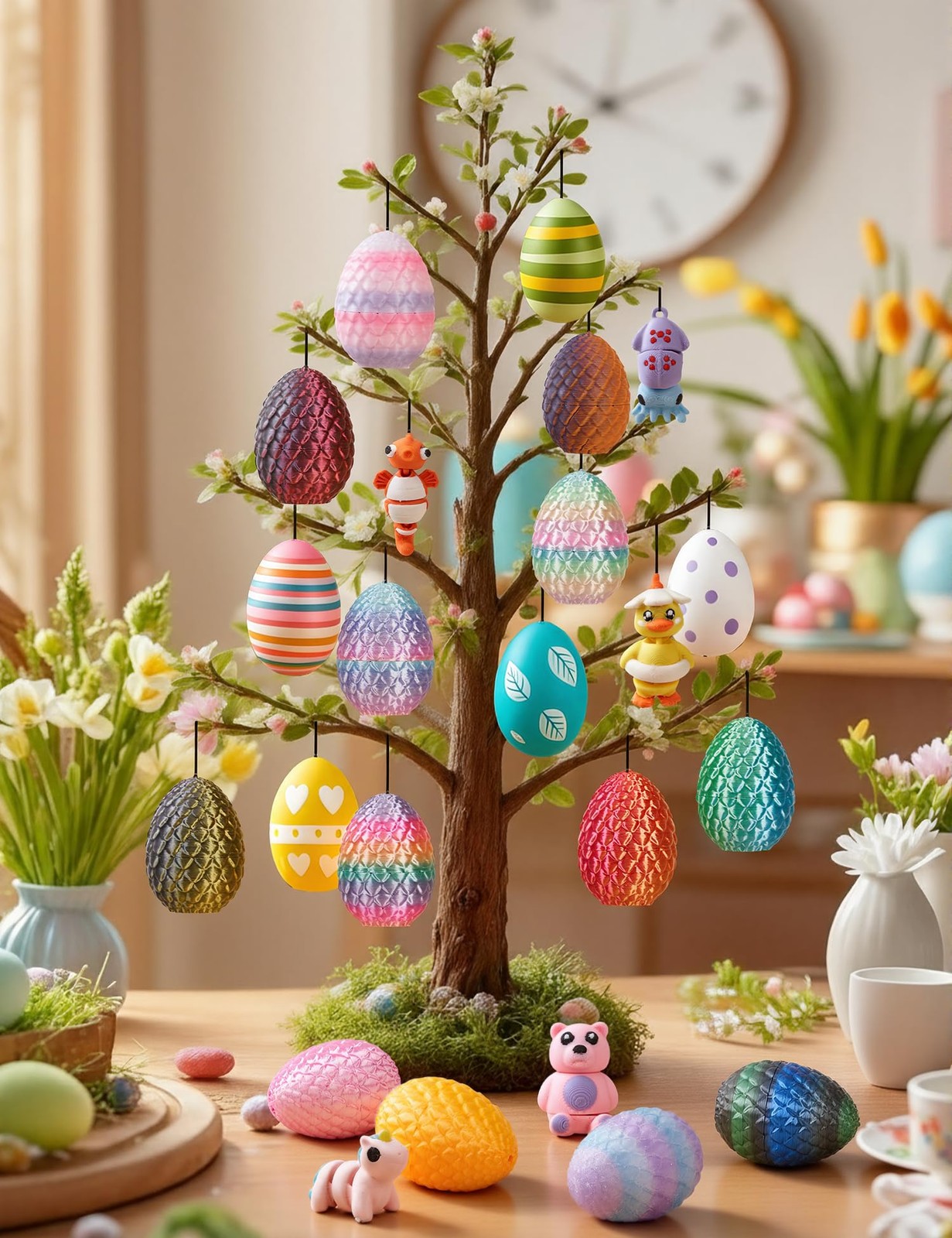 24Pcs Prefilled Easter Eggs Mini Vending Machine Easter Basket Stuffers Fille...