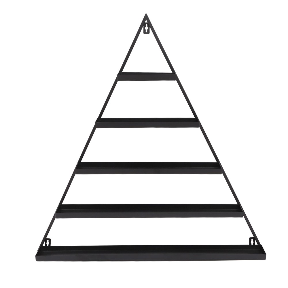 Black 5-Tier Wall-Mounted Metal Nail Polish Display Rack with Triangular Design