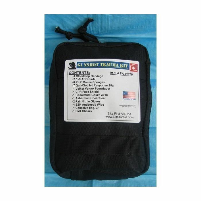 Elite First Aid Gunshot Trauma Kit First Aid Kit FAGSTK 8" x 6" x 3 1/2"