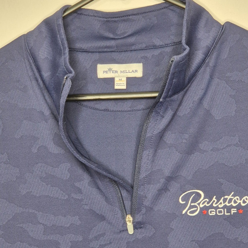 Peter Millar Barstool Golf Jumper Pullover Size Medium Blue 1/4 Zip Long Sleeve