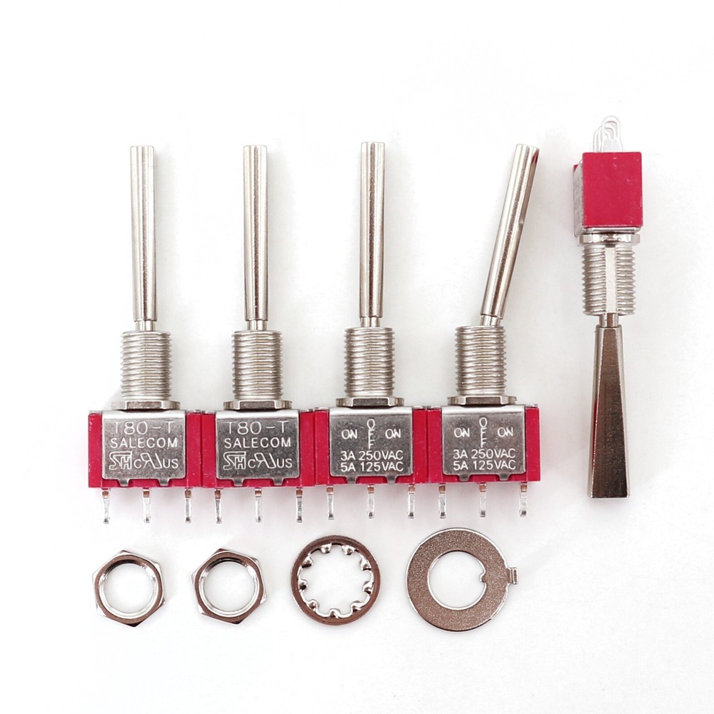 5Pcs SH T8014-U2 Long Flatted Handle ON-OFF-ON Latching SPDT Mini Toggle Switch
