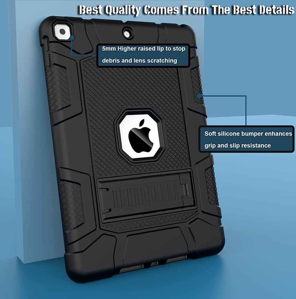 For iPad 9th Generation Case Heavy Duty Shockproof Rugged Cover+Screen Protector