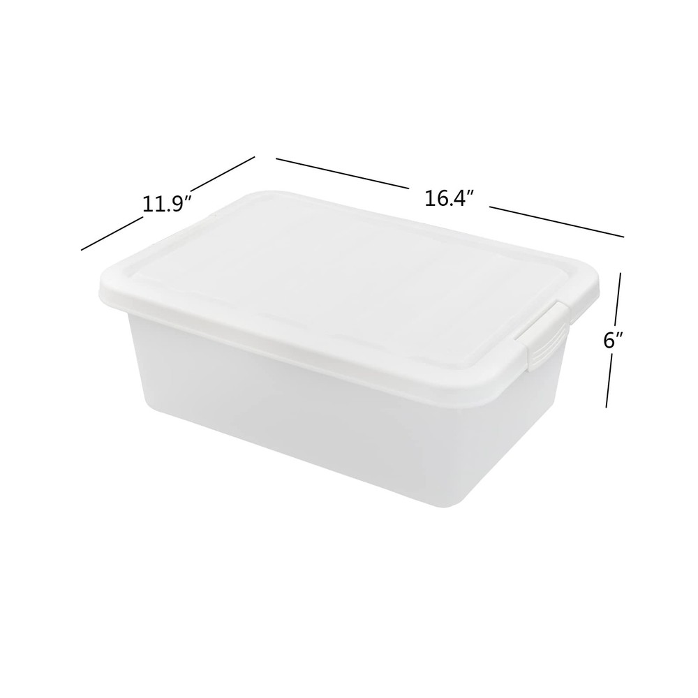 Ucake 14 Quart Clear Storage Box, Underbed Plastic Latch Box with White Lids, 2-