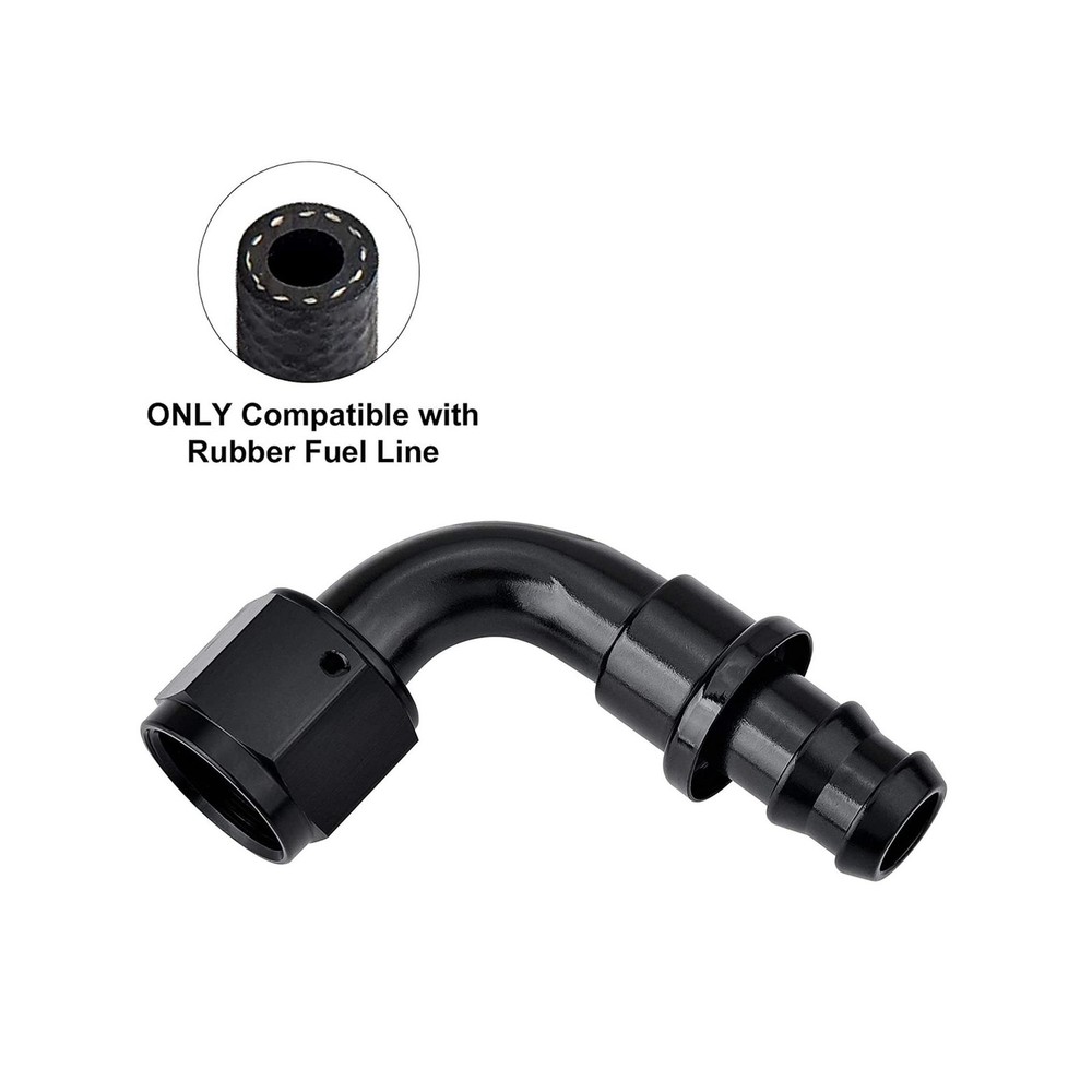 EVIL ENERGY 6AN 90 Degree Push Lock Hose Fitting End Black 2PCS