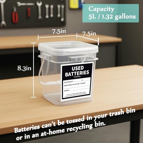 2 Pcs Battery Recycling Container with Battery Testers for Household