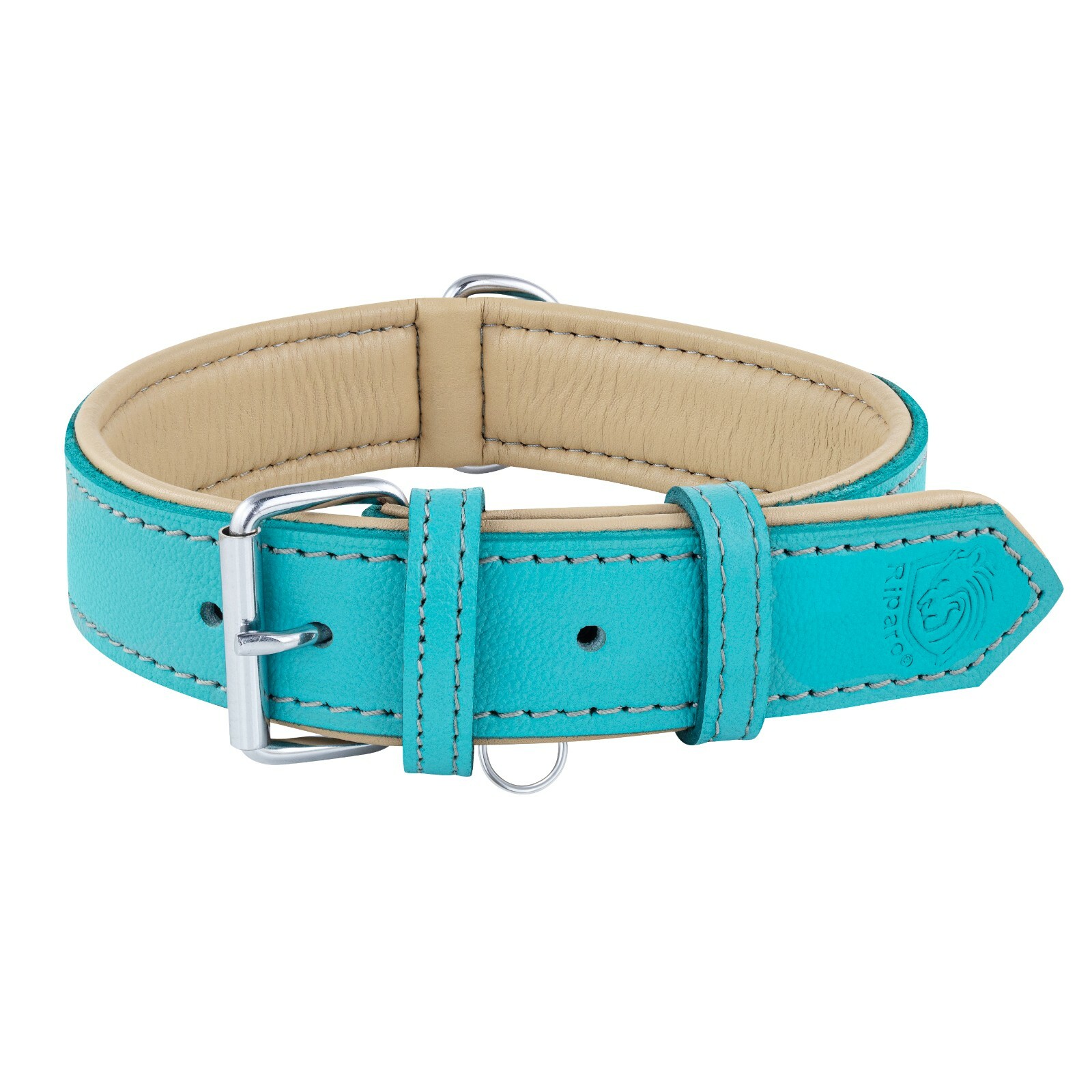 Riparo Genuine Leather Padded Dog Heavy Duty K-9 Adjustable Collar