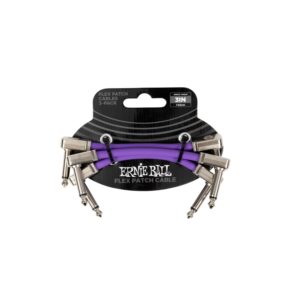 Ernie Ball Flex Patch Cable 3in - Purple - 3 Pack