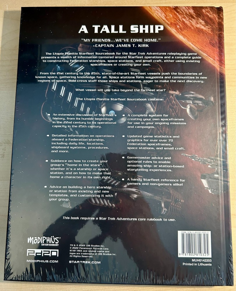 Star Trek Adventures Utopia Planitia Sourcebook – SEALED – OOP – Modiphius