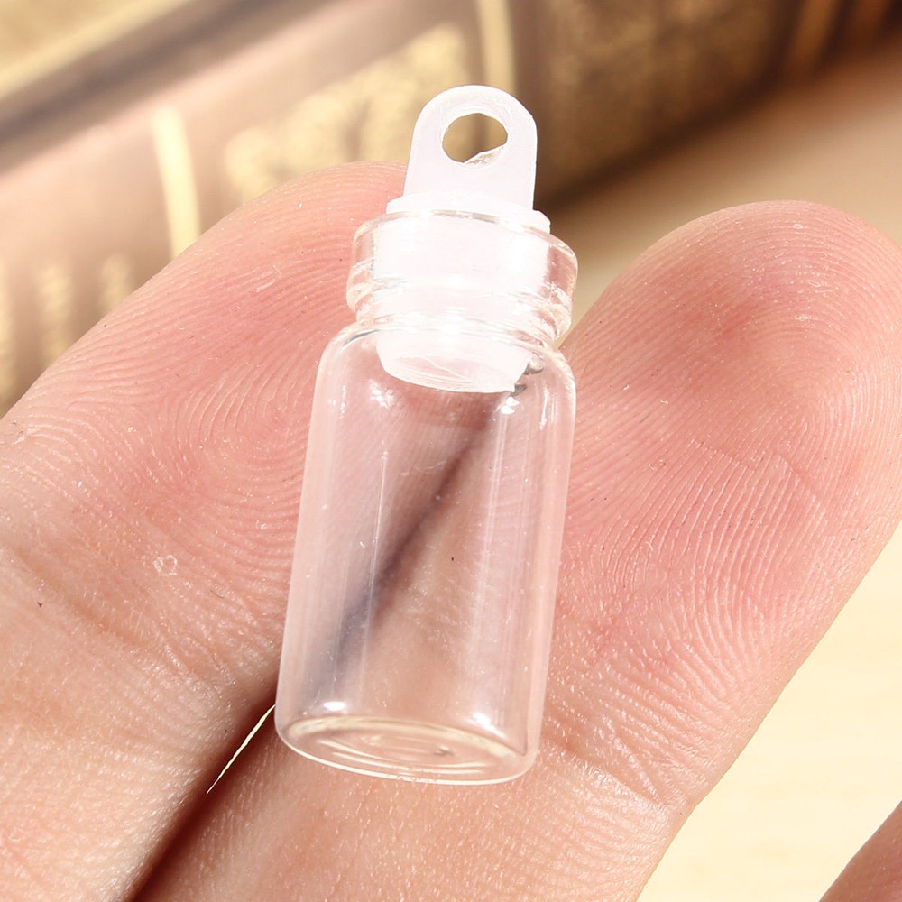 100pcs 1ml Empty Sample Vials Clear Glass Bottles with Plastic Lid Small Bottle