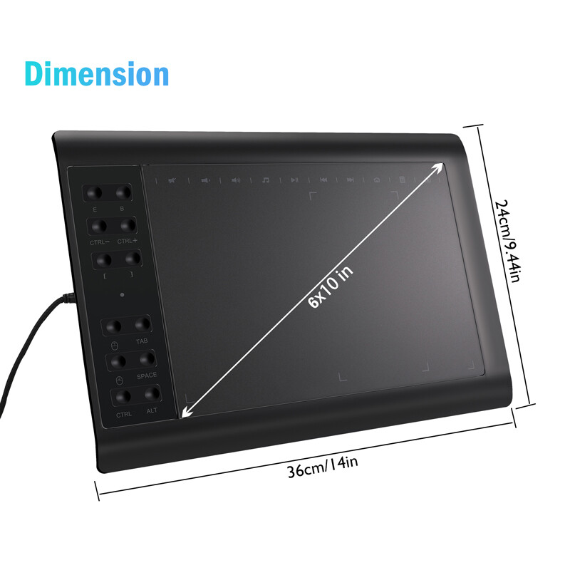 Animation Digital Graphics Drawing Tablet 12 Hot Keys for Windows/Mac/Android