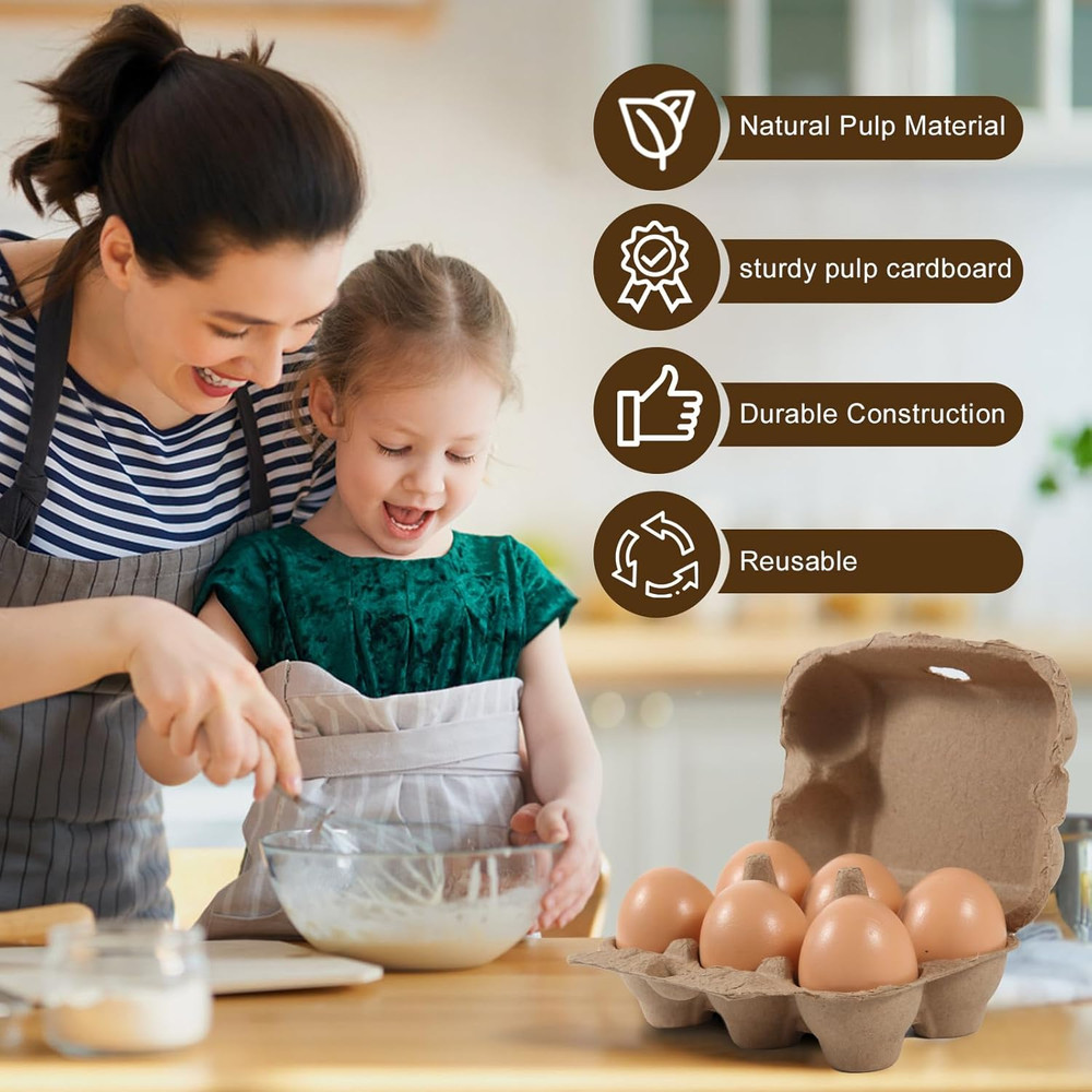 40 Pack 6 Cell Egg Cartons Stackable Storage Containers for Eggs Transport US