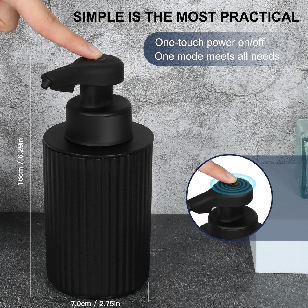 Automatic Soap Dispenser Foaming Touchless: 9oz Black Plastic Foam Type