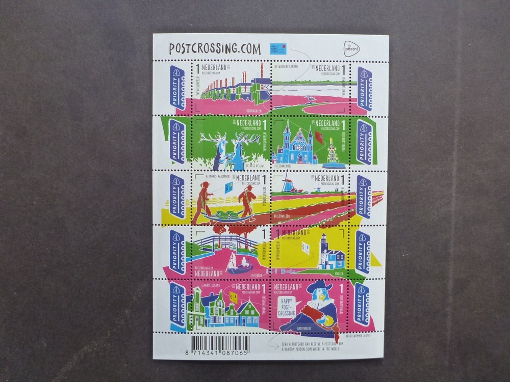 Netherlands 2016 Postcrossing Mini Sheet Mint Stamps
