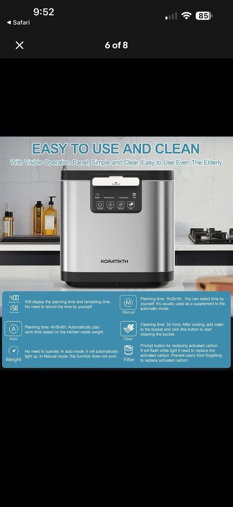 4L Electric Composter for Kitchen: Indoor Smart Quick Composting Machine with...