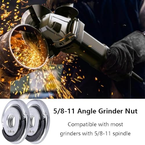 2Pcs Angle Grinder Flange Nuts with 5/8-11 Inch Thread, Quick Change Grinder