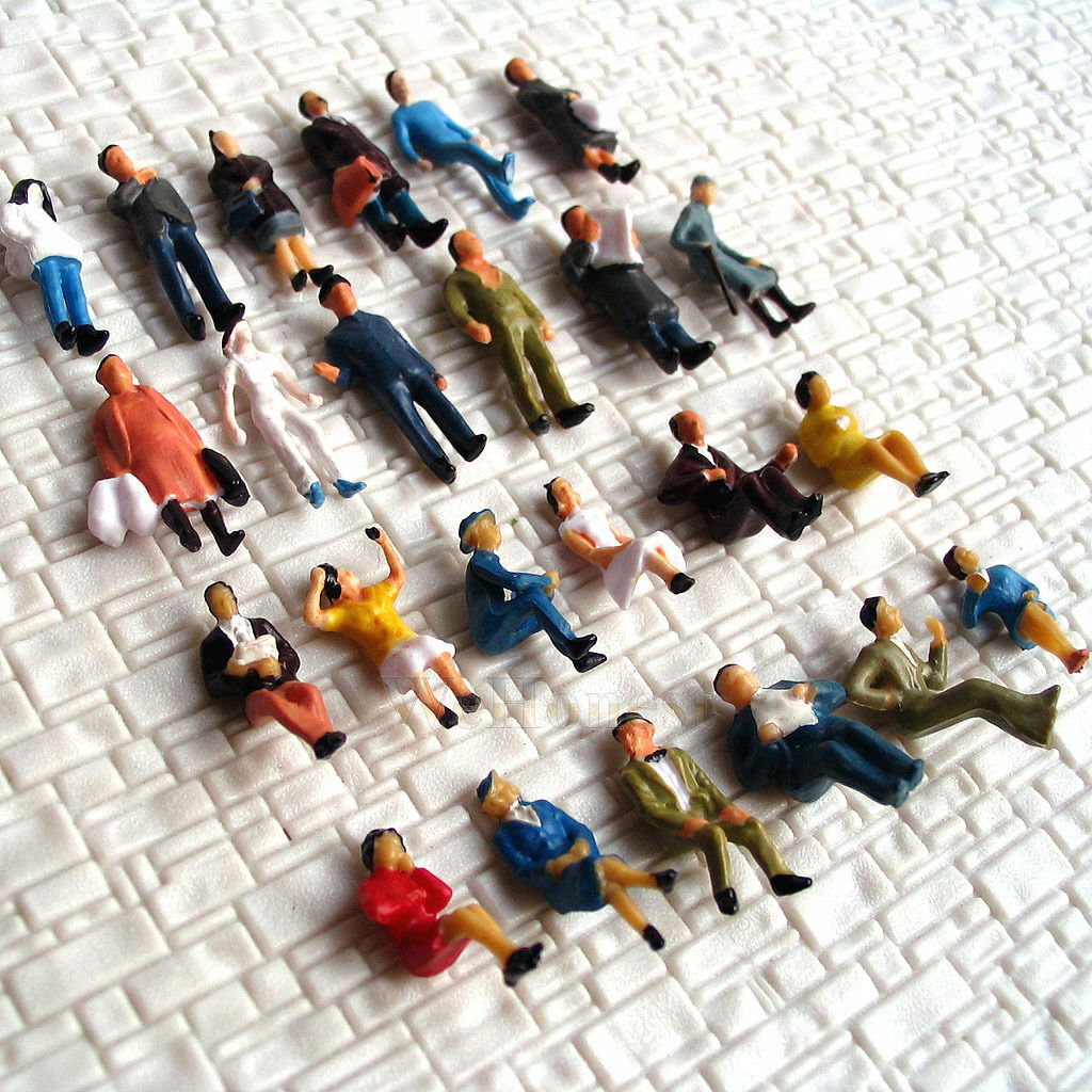 48 x HO scale Model People Painted Figure with half Seated Passenger scenery