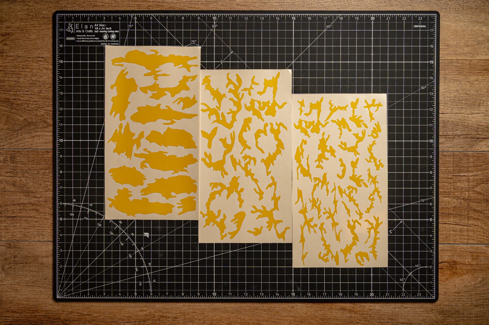 M81 Woodland Camo High Heat Vinyl Stencil Kit - 3x 11"x6" Sheets Cerakote