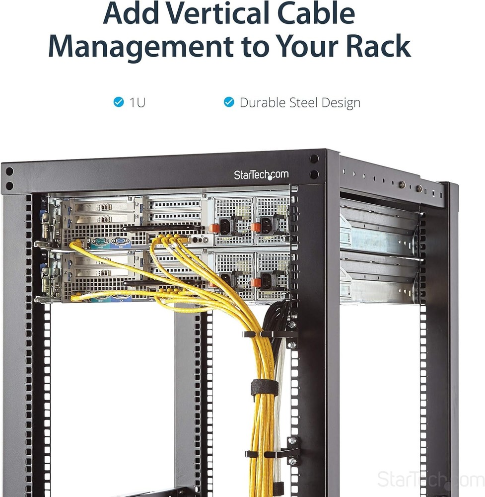 Startech CMHOOK1U 1U Vertical Server Rack Cable Management D-Ring Hook with Rack