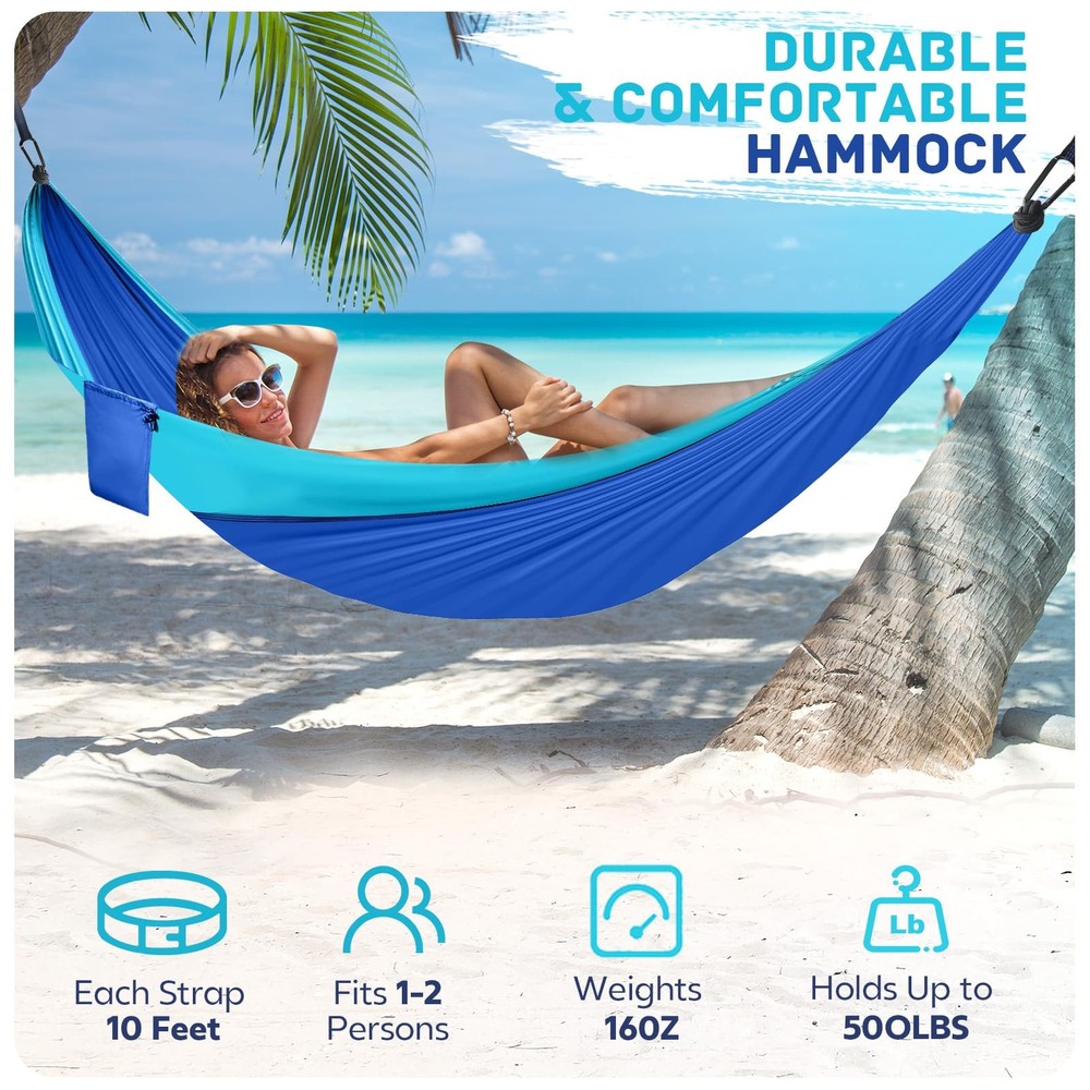 Camping Hammock Lightweight, Portable Hammocks Parachute with Blue
