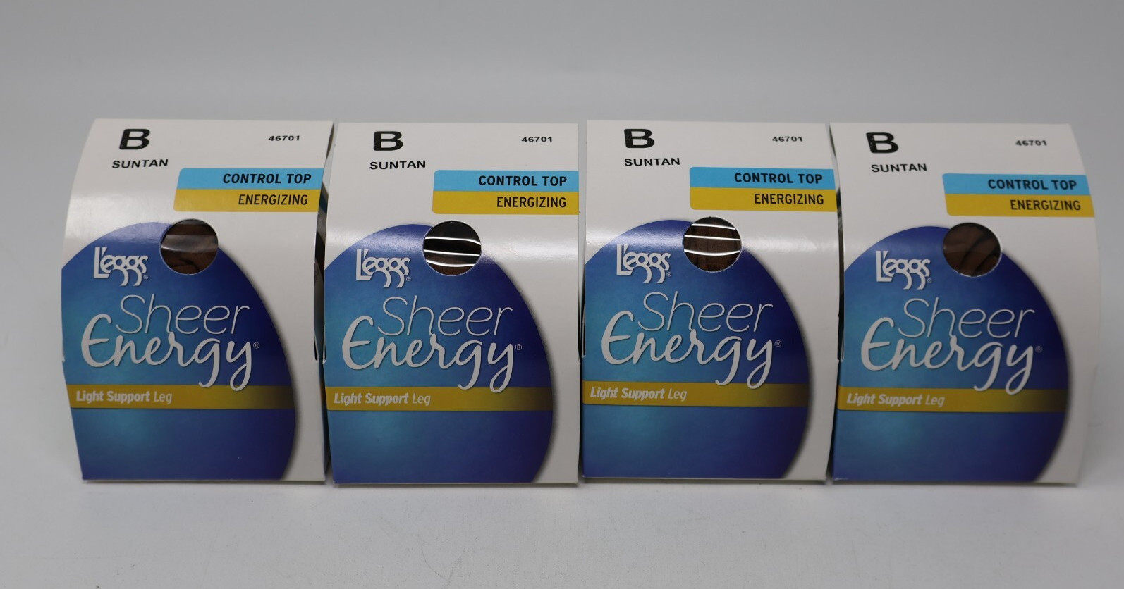 L'eggs Sheer Energy Light Support Leg Control Top Pantyhose Suntan B Lot of 4