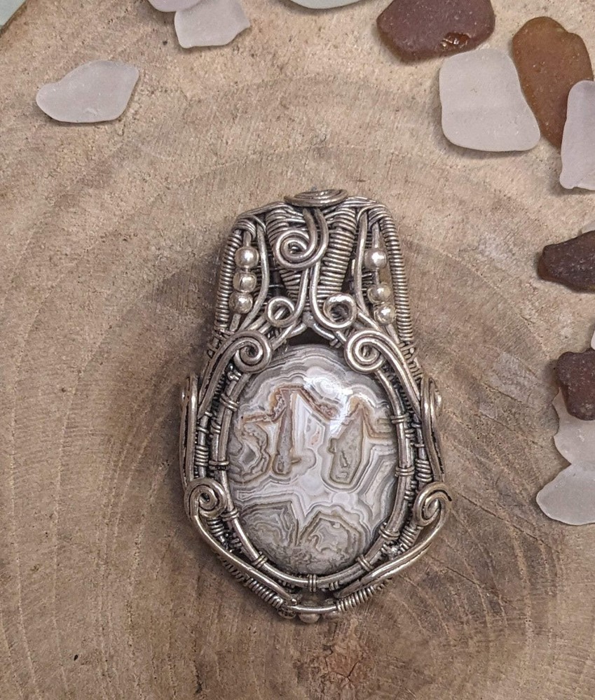 Grounding Protection Crazy Lace Agate Pendant