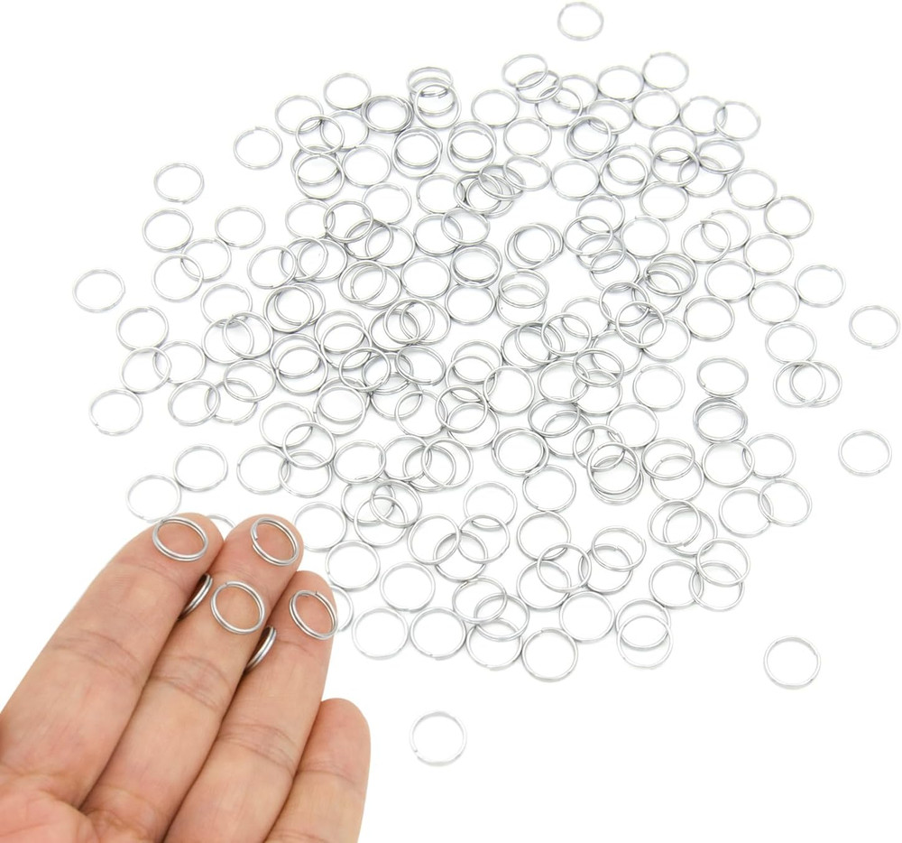 200Pcs 10Mm Mini Split Jump Ring with Double Loops Small round Metal Silver Key