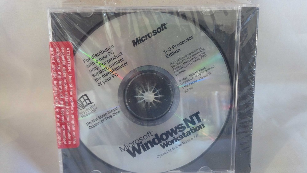 NEW Microsoft Windows NT Workstation 4.0 1-2 Processor Edition w/ COA - SEALED!