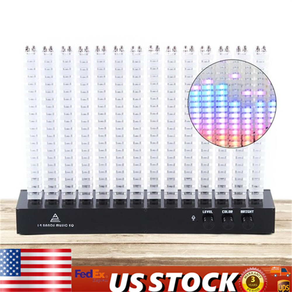 LED Music Spectrum Display Analyzer Stereo Audio Level Indicator Lamp 14-Segment