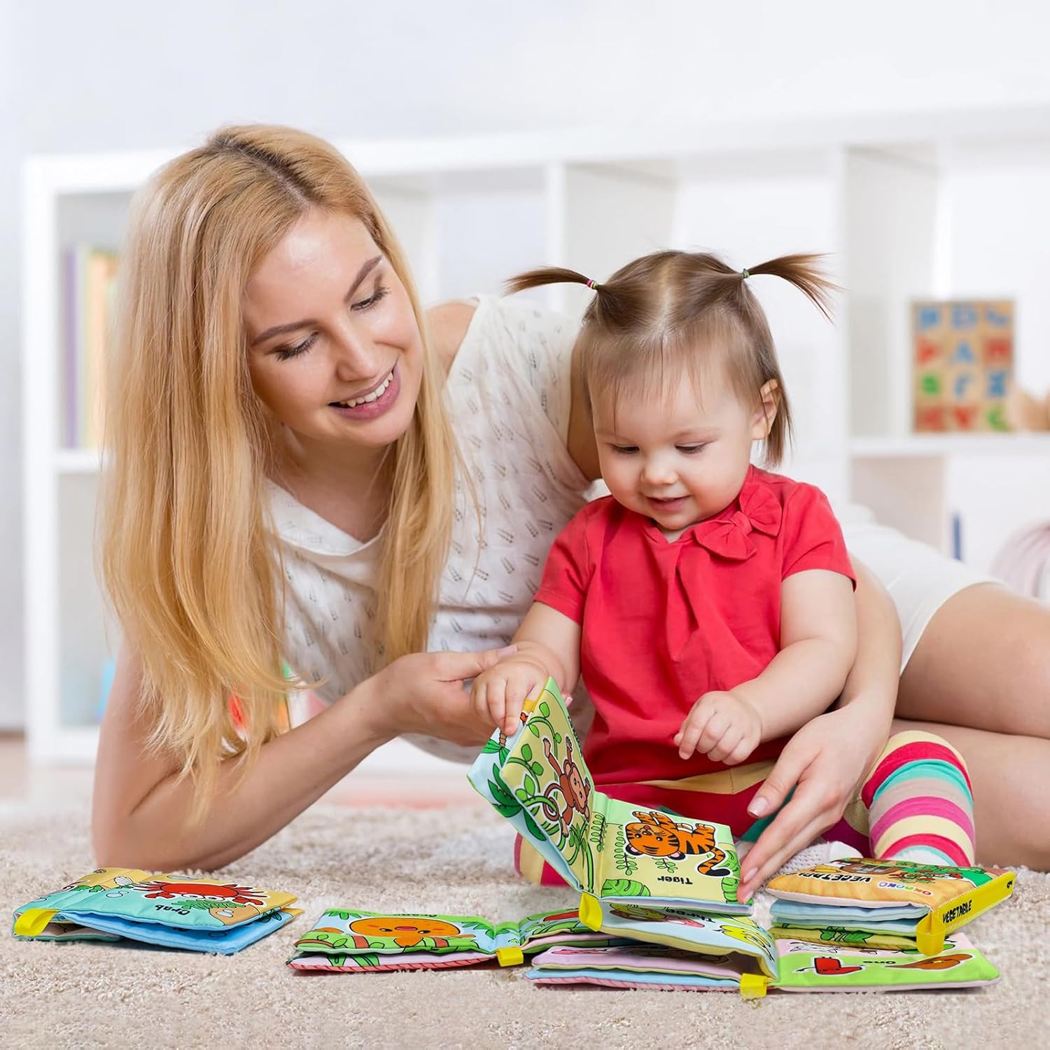 Soft Baby Books 6PCS, Soft Cloth Books, Bath Books, Crinkle Washable, for Kids