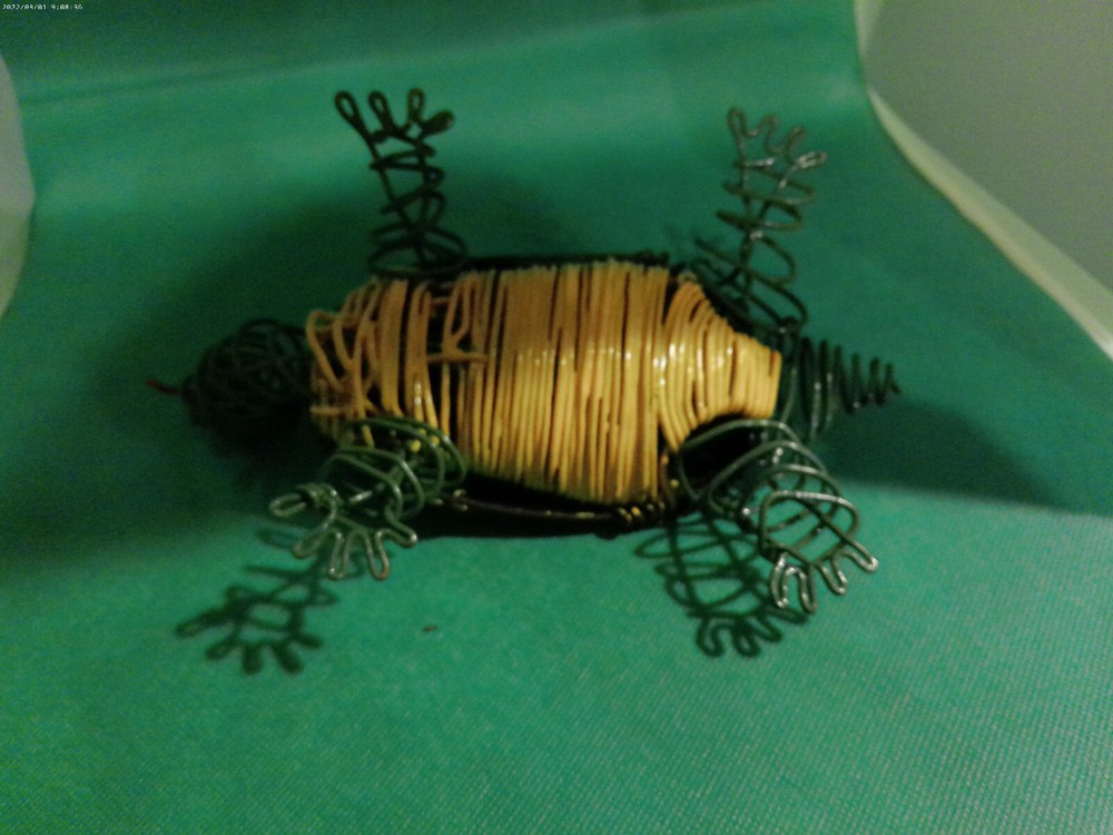 Turtle metal wire trinket keepsake box art design shell opens up for storage