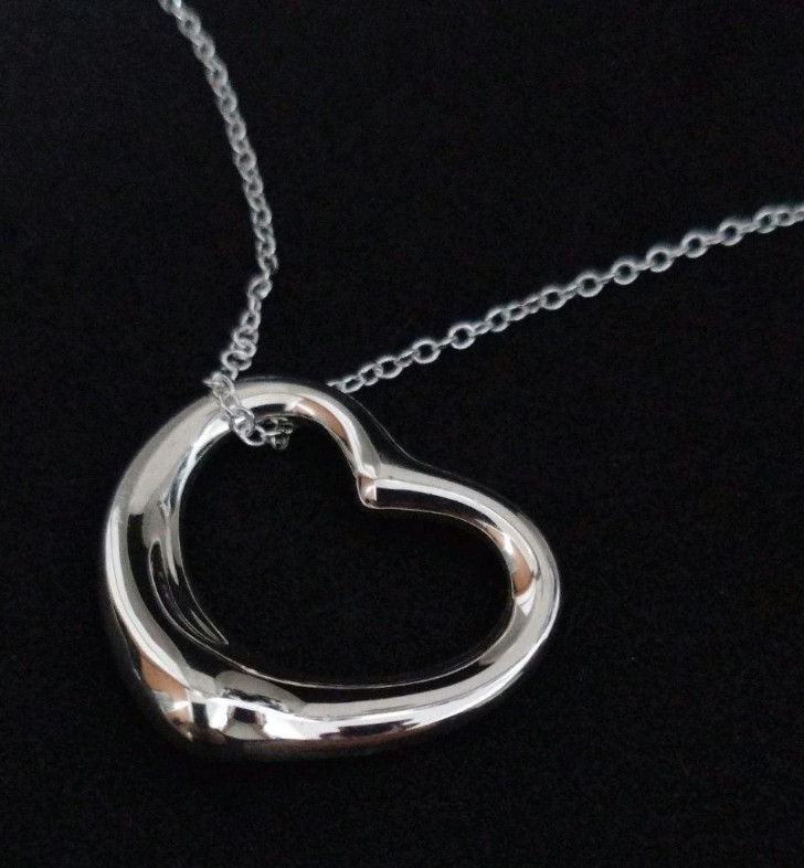 Tiffany & Co Sterling Silver 925 Elsa Peretti Open Heart Necklace Pendant