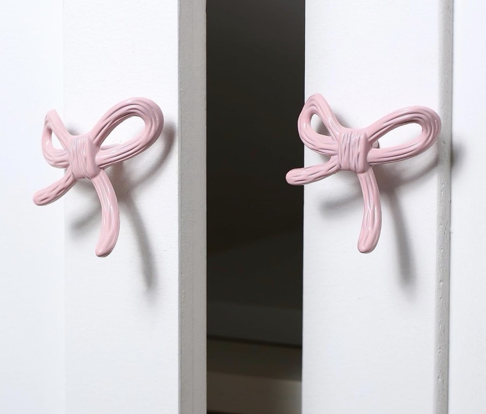 NEW Pink Bow Metal Drawer Knobs/Pulls with Screws~Package of 8 Pulls