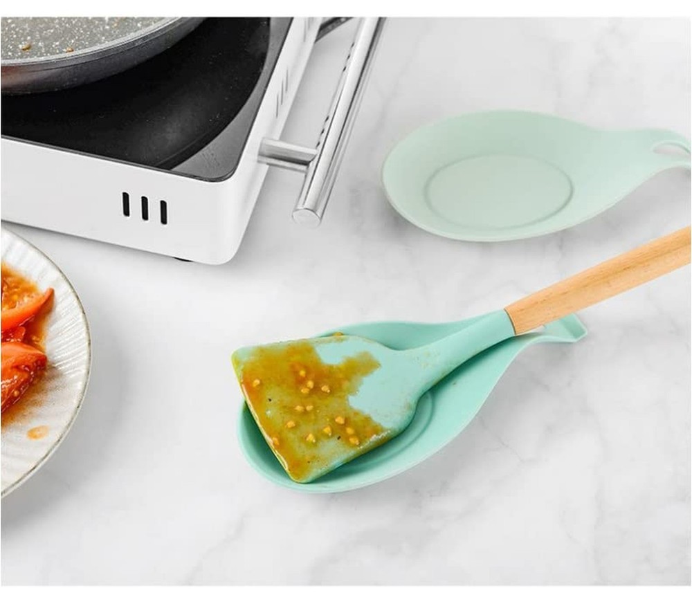 4-PACK Silicone Spoon Rest for Kitchen Counter, Kitchen Gadgets Organizer Kit...
